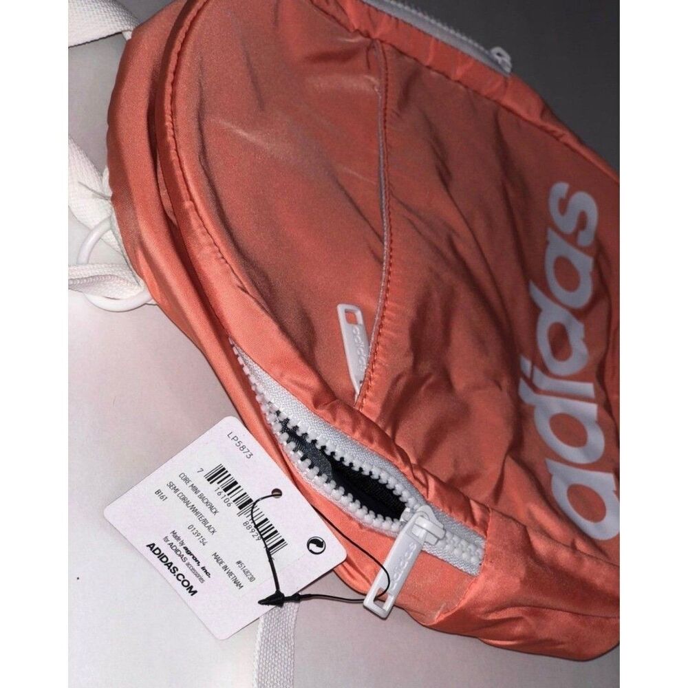 Adidas Mini backpack peach colored with white accents B36 - Picture 4 of 6